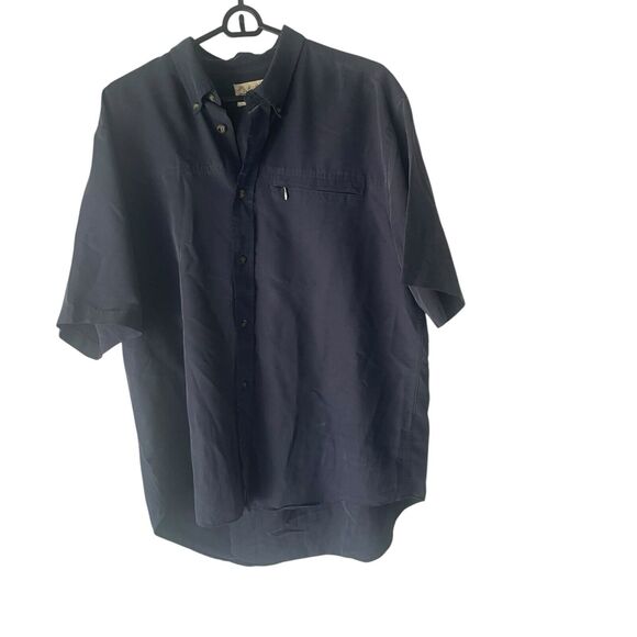 Cabela's Men's Size Large Navy Blue Soft Modal Short Sleeve Button Up Shirt - Picture 1 of 8